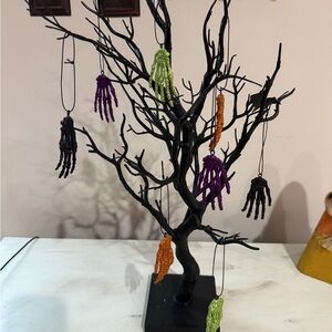 Halloween Haunted Tree w Glitter Skull Hand Ornaments from Michaels
